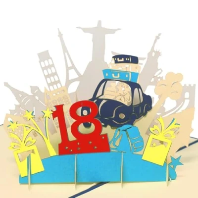 Imagen de Lin Pop Up Tarjetas de felicitación para 18 beeeeestial Día, color azul