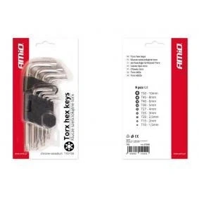 Imagen de AMiO 01040 Juego de atornilladores acodados T10,T15,T20,T25,T27, T30,T40,T45,T50 Acero cromo vanadio TORX 9
