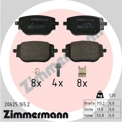 Imagen de ZIMMERMANN 20625.165.2 Juego de pastillas freno preparado para indicador desgaste PEUGEOT: Expert III Furgón, Bus