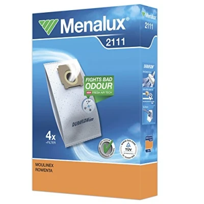 Imagen de Menalux 2111 Pack de 4 bolsas sintéticas y 1 filtro para aspiradoras Moulinex Rowenta Compacteo, Compacteo Ergo Citi Space
