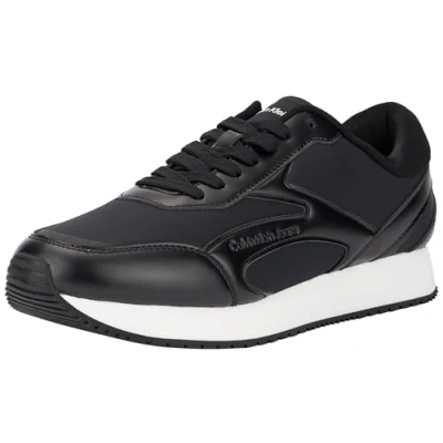 Imagen de Calvin Klein Runner Sneaker Hombre Retro Multilayer Calzado, Negro (Black/Bright White), 41 EU
