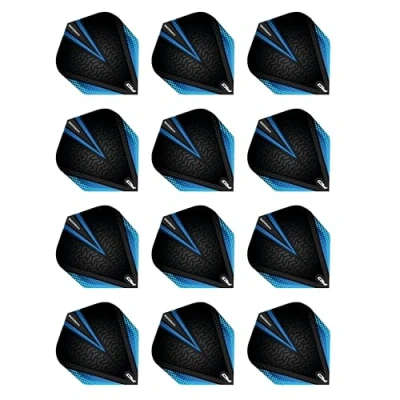Imagen de RED DRAGON Hardcore Radical Negro y Azul Plumas de Dardos Estándar Extra Gruesos 4 Juegos por Paquete (12 vuelos en Total)