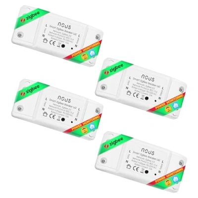 Imagen de ZigBee interruptor inteligente Alexa Nous L6Z Tuya smart life switch mini rele modulo 220v programable Mando a distancia, Temporizador luz Google Home Assistant 4 piezas