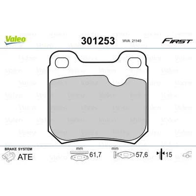Imagen de VALEO 301253 Juego de pastillas freno FIRST Eje trasero excl. contacto avisador desgaste sin chapa antichirridos OPEL: Astra F CC, Calibra A