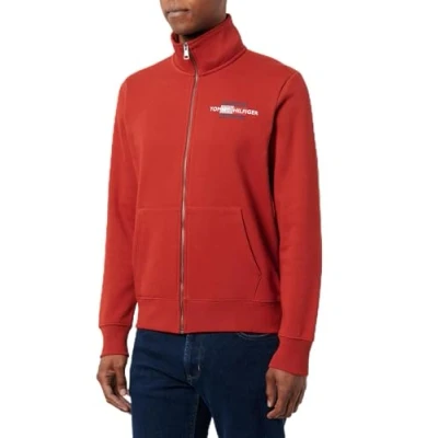 Imagen de Tommy Hilfiger Sweatshirt con Cremallera Hombre Flag Embro Cuello Vuelto, Rojo (Dark Magma), M