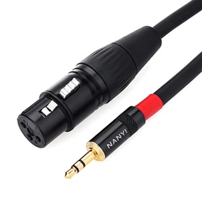 Imagen de NANYI XLR To Jack Cable de micrófono, 3.5 mm (1/8 pulgada) TRS estéreo Macho a micrófono audio interconexión hembra, Adecuado para iPod, teléfono móvil, (5 metros / 16 pies)