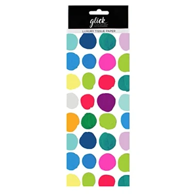 Imagen de Glick Cuatro hojas de papel seda multicolor, cada hoja 750 mm x 500 mm, para envolver regalos, cumpleaños, TPL116, pañuelos PS Spots Multi
