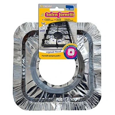 Imagen de PARODI &amp; protección para placa de cocción a gas aluminio, ignífuga reutilizable hornillos evita la suciedad y los fuegos en cocina, accesorios el hogar, juego 4
