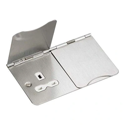 Imagen de Knightsbridge FPR9UBCW Doble Toma de Suelo Cromo Cepillado con Inserto Blanco