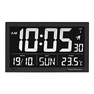 Imagen de TFA Dostmann 60.4505 Digital Reloj de Pared Vesuv (Negro con baterías)