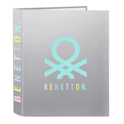 Imagen de BENETTON SILVER Carpeta Folio 4 Anillas, Ideal para Niños de Diferentes Edades, Cómoda y Versátil, Calidad Resistencia, 27x6x33 cm, Color Plata