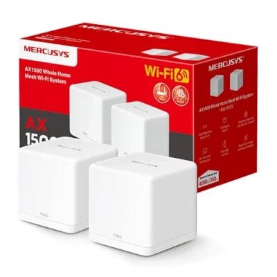 Imagen de [2024 Nuevo] Mercusys HALO H1500X(2 Pack) WiFi 6 Mesh AX1500Mbps, Cobertura de hasta 350 m², Conectar 150 Dispositivos, Doble Banda, Solución para Toda la casa, 3 Puertos Gigabit