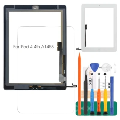Imagen de para iPAD 4 pantalla táctil digitalizador reemplazo de cristal, 4th A1458 A1459 A1460 Touch Display Panel+Botón Inicio (No incluye LCD) (Blanco)