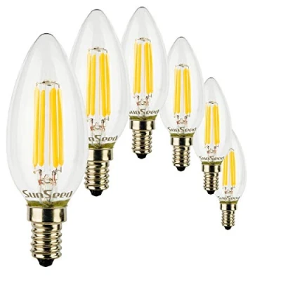 Imagen de SunSeed 6x Bombilla Vela Filamento LED E14 6W = 60W Blanco Cálido 2700K