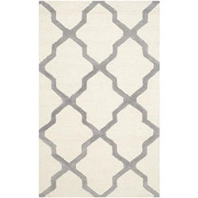 Imagen de Safavieh Trellis Cambridge Collection CAM121 Alfombra Rectangular (91 x 152 cm), Color Marfil y Plateado