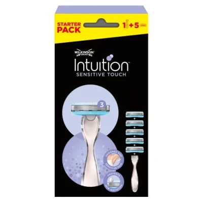Imagen de Wilkinson Sword afeitadora Intuition Sensitive Touch Pack con 1 + 5 cabezales de recarga Formato conveniencia trilama para mujer