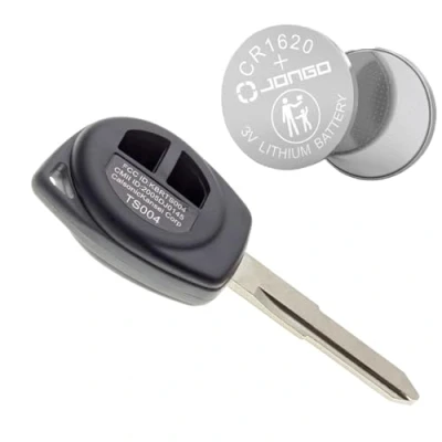 Imagen de Jongo Carcasa de Llave con Hoja Compatible Suzuki Grand Vitara, Splash, Swift, SX4, Alto y Opel Agila 1x Batería Maxell CR1620 Funda Plip Coche Mando a Distancia 2 Botones