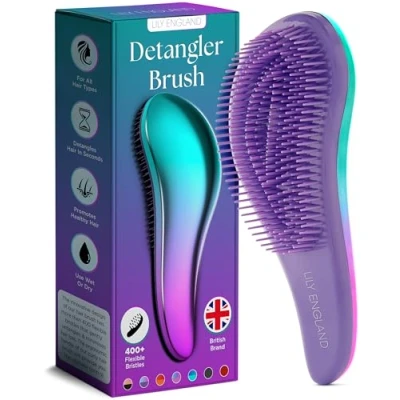 Imagen de Cepillo Para Pelo Fino, Grueso, Rizado Todo Tipo de Cabello Mujeres y Niños (Lila/Multicolor) Lily England
