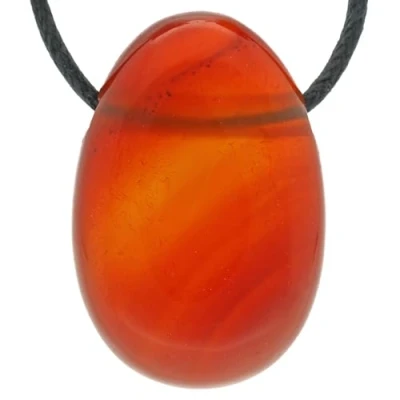Imagen de Lebensquelle Plus Colgante de lágrima cornalina, Piedra Tambor Perforado con Correa Piel, Piedras Preciosa, semipreciosa, Cornalina