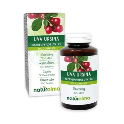 Imagen de Gayuba o uva ursi (Arctostaphylos ursi) hojas Naturalma 150 g 300 comprimidos Complemento alimenticio Natural y Vegano