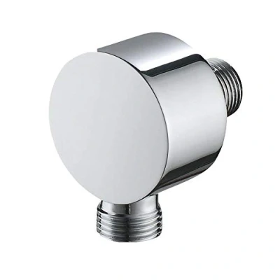 Imagen de Codo de montaje en pared latón macizo para ducha mano, cabezal rociado redondo, válvula ángulo pared, oculta, cromo pulido