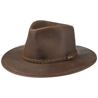 Imagen de Stetson Sombrero Western Buffalo Leather Mujer/Hombre de Rodeo Vaquero con Banda Piel Verano Verano/Invierno XL (60 61 cm) marrón Oscuro