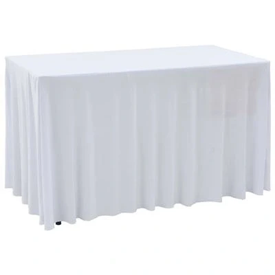 Imagen de vidaXL 2X Fundas Elásticas de Mesa con Falda 243x76x74cm Blancas Decoración