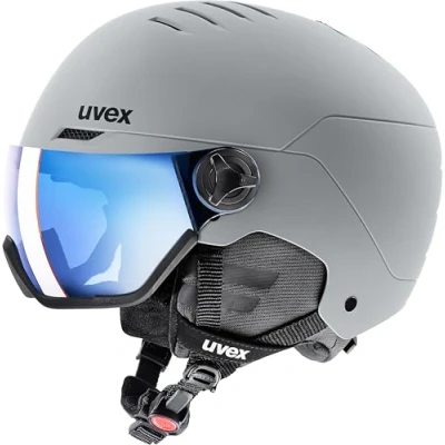 Imagen de uvex wanted visor, casco de esquí robusto unisex, con visera, ajuste talla individualizado, rhino matt, 54 58 cm