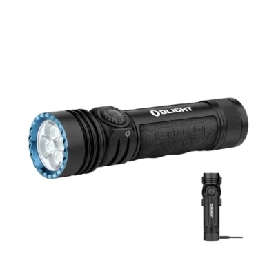 Imagen de OLIGHT Seeker4 Pro Linterna LED 4600LM 260M Recargable con Funda Luz Sensor Alta Potencia IPX8 Super Potente Tactica Militar Largo Alcance(Blanco Frío,Nergo)