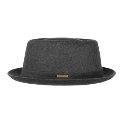 Imagen de Stetson Wool Pork Pie Sombrero Hombre/Mujer de Fieltro Porkpie Made in Italy con Lana Virgen y Forro algodón Fedora Otoño/Invierno Invierno Antracita 61 cm