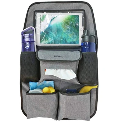 Imagen de PREMYO Organizador para Coche Protector de Asiento Trasero Respaldo Protección Patadas con Bolsillo Tablet Soporte Bebidas Impermeable Robusto