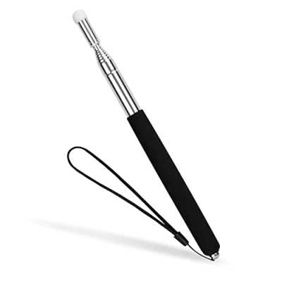 Imagen de 1M Puntero Telescópico Retráctil de Enseñanza con Cordón Extensible Acero Inoxidable para Profesores Sala Clase Oficina Punteros Enseñanza, Negro