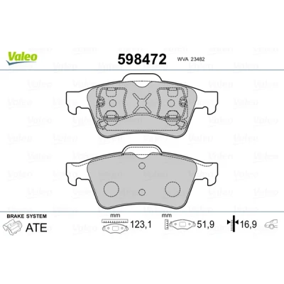 Imagen de VALEO 598472 Juego de pastillas freno Eje trasero excl. contacto avisador desgaste Chapa antichirridos RENAULT: MEGANE 2, LAGUNA 2