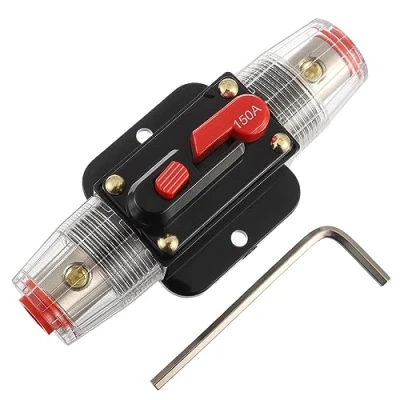 Imagen de EPLZON 150A Interruptor de disyuntor 150 AMP Fusible Soporte en línea 12V 48V DC Botón reinicio manual para sistema amplificador sonido audio automóvil RV Home Marine Boat Truck