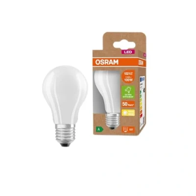 Imagen de OSRAM Lámpara LED de ahorro energía, bombilla esmerilada, E27, blanco cálido (3000K), 7,2 vatios, sustituye a la 100W, altamente eficiente y paquete 6