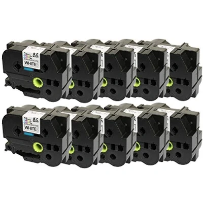 Imagen de 10 Compatibles Casetes TZe S261 TZ negro sobre blanco 36mm x 8m cintas adhesivas fuertes para impresoras Brother P Touch PT 3600 530 550 9400 9600 9700 9700PC 9800 9800PCN D800W P900W P950NW