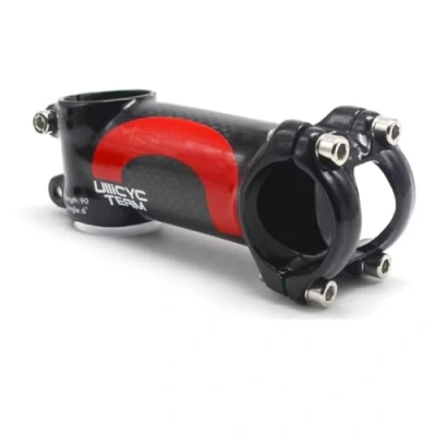 Imagen de manillar de bicicleta carbono, aluminio ligero + potencia montaña 31,8 x 80 / 90/100 110 mm 7 grados brillo 3K (rojo, mm)