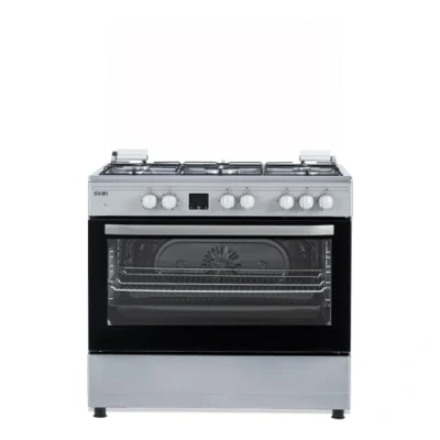 Imagen de Svan Cocina Mixta gas Butano 5 Zonas de Cocción, Horno 97 L, Inox SKMW5901X. Control Manual, Quemador WOK triple llama, 9 Programas Tapa Abatible
