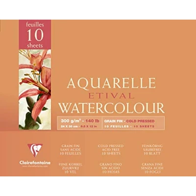 Imagen de Clairefontaine 96571C Bloc de dibujo para acuarela (grano fino, 24 x 30 cm, 10 hojas, 300 g), color blanco