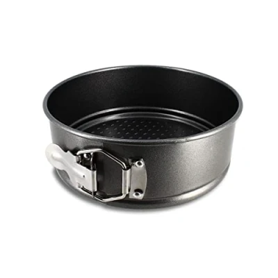 Imagen de MENASTYL Molde con bisagra de 18 cm 6020758, ideal para tartas redondas fácil desmoldeo fondo extraíble desmontable acero al carbono antiadherente negro