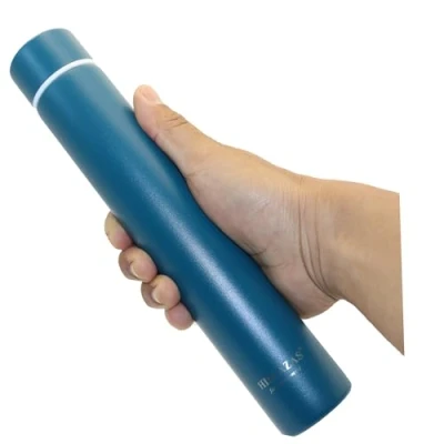 Imagen de HISCAZAS Termo estrecho largo, botella doble de acero inoxidable, 250 ml, agua deportiva (azul)