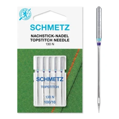 Imagen de SCHMETZ Topstich System 130 N Agujas para máquina de coser, pistón plano, grosor 100