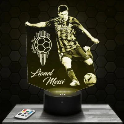 Imagen de lámpara de mesilla noche, luz nocturna táctil L. Messi Futbolista deporte LED ilusión 3D, idea regalo para niños y niñas, Navidad, noche o adultos. TOP