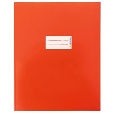 Imagen de HERMA 20045 Cuarto de cartón rojo, funda para cuadernos escolares con campo rotulación papel estable y extra fuerte, protector escolares, colores