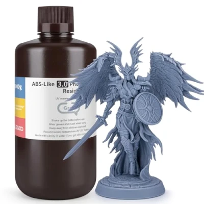 Imagen de ELEGOO Resina ABS Like 3.0 de 405 nm, Rápida UV LCD Alta Precisión, No Quebradiza, Tóxica para Impresora 3D LCD/DLP Fotopolímero 1000g Gris