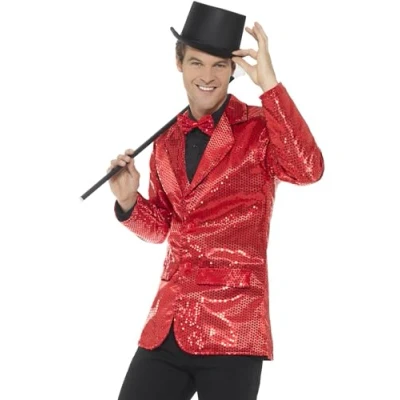 Imagen de Smiffys Chaqueta de lentejuelas, rojo, para hombre