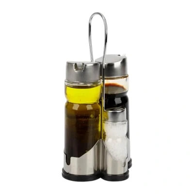 Imagen de Equinox Set de aceitera Y vinagrera, Vidrio, Inoxidable, Color Acero Transparente