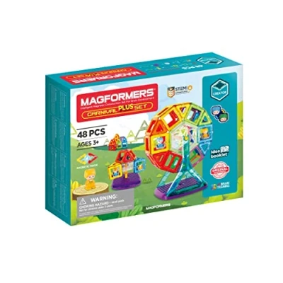 Imagen de MAGFORMERS Juego de Bloques magnéticos Carnival Plus, 48 Piezas, 3 8 años, x 34 24 cm, magnéticos, construcción, Juguete Educativo, Pensamiento científico, Unisex, plástico, 703016