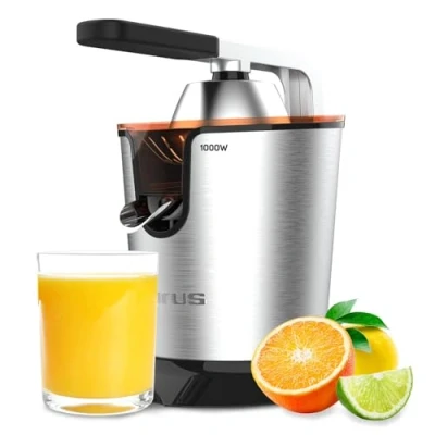 Imagen de Taurus Exprimidor Naranjas Easy Press Legend 1000W INOX, Filtro + 2 Conos, Regulador Pulpa Electrico, Vertido Continuo con Palanca, Antigoteo, Desmontable, Fácil Limpieza, Sin BPA