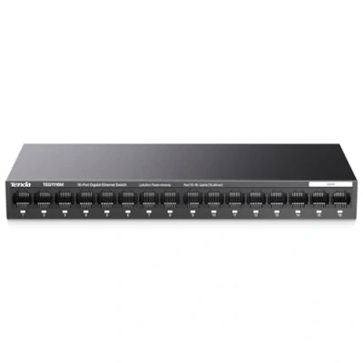 Imagen de Tenda TEG1116M Switch Ethernet Gigabit, 16 Puerto 10/100/1000Mbps, Una Clave Vlan,Protección contra Rayos, Escritorio o de Montaje en Pared, Plug &amp; Play, No Requiere Configuración, Silencio, Metal